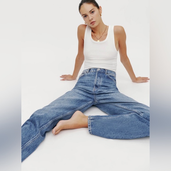 Reformation Cynthia High Rise Straight Long Jeans, Colorado Wash - Picture 4 of 13